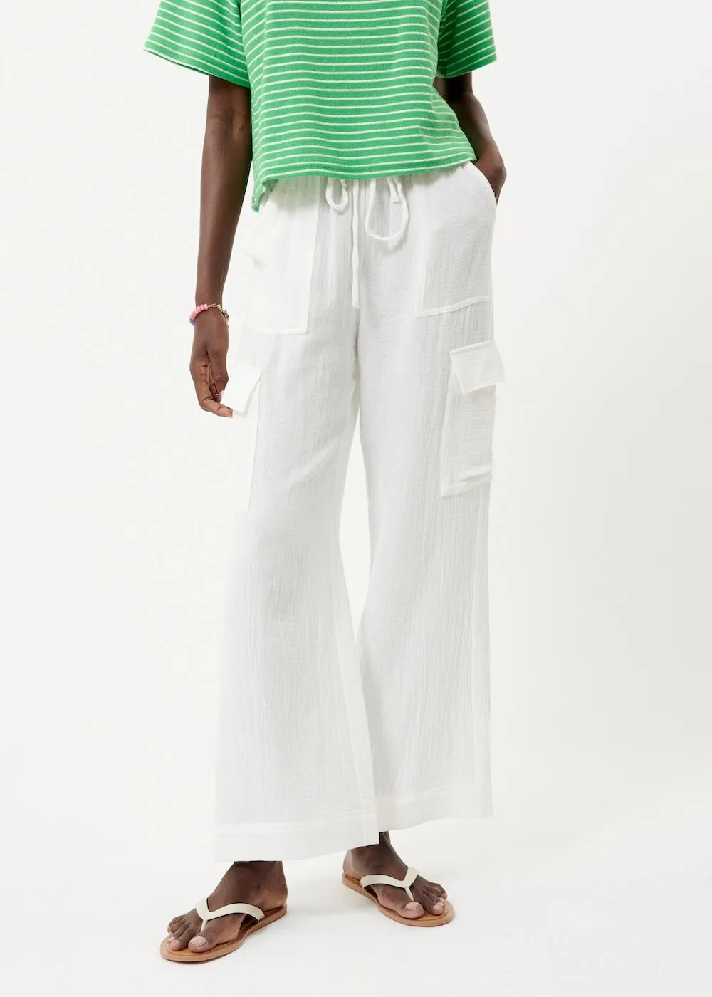 Alena Drawstring Trousers White