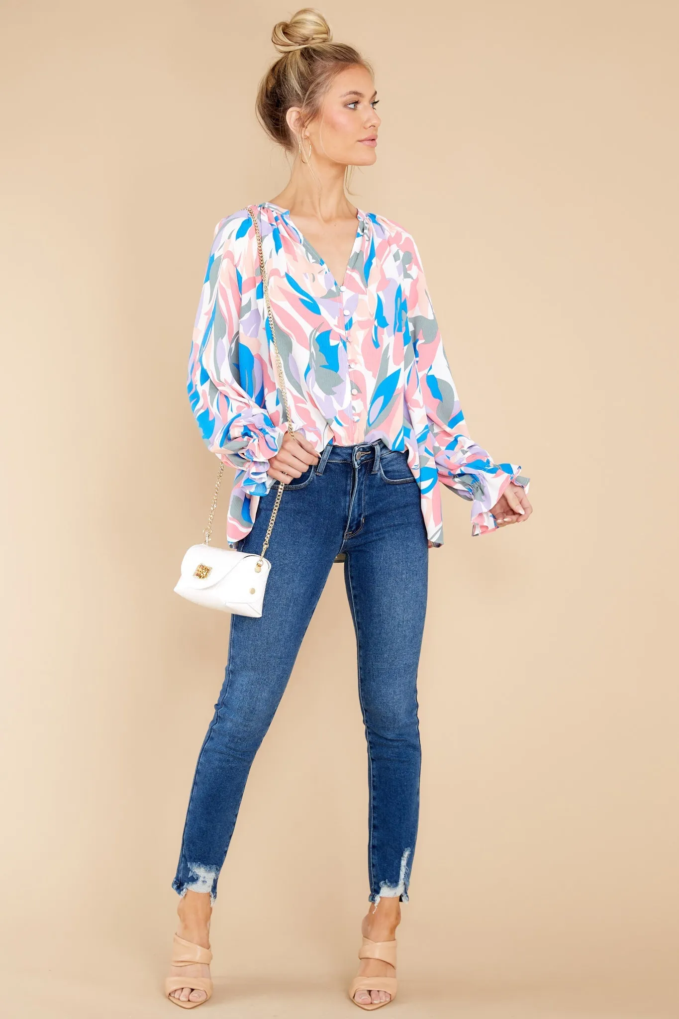 Bold And Beautiful Blue Multi Print Top