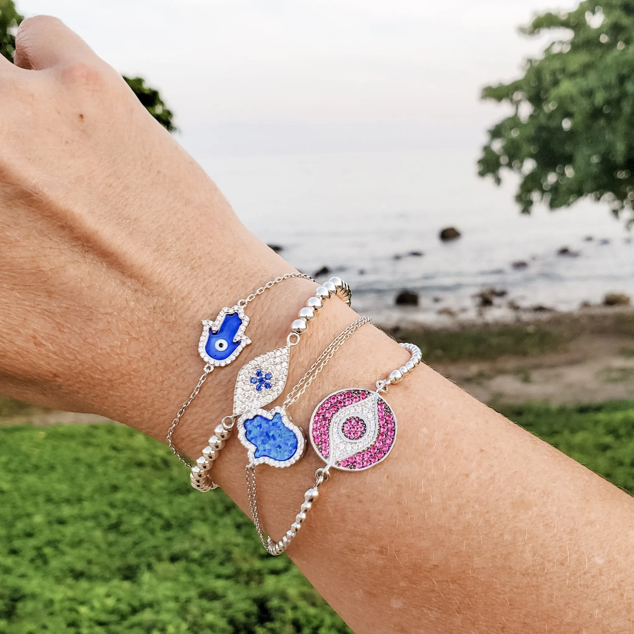 Bold Evil Eye Lucky Bracelet in Sterling Silver
