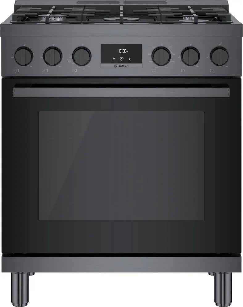 Bosch 800 Series HDS8045U 30" 5 Sealed Burners Dual Fuel Black Stainless Range