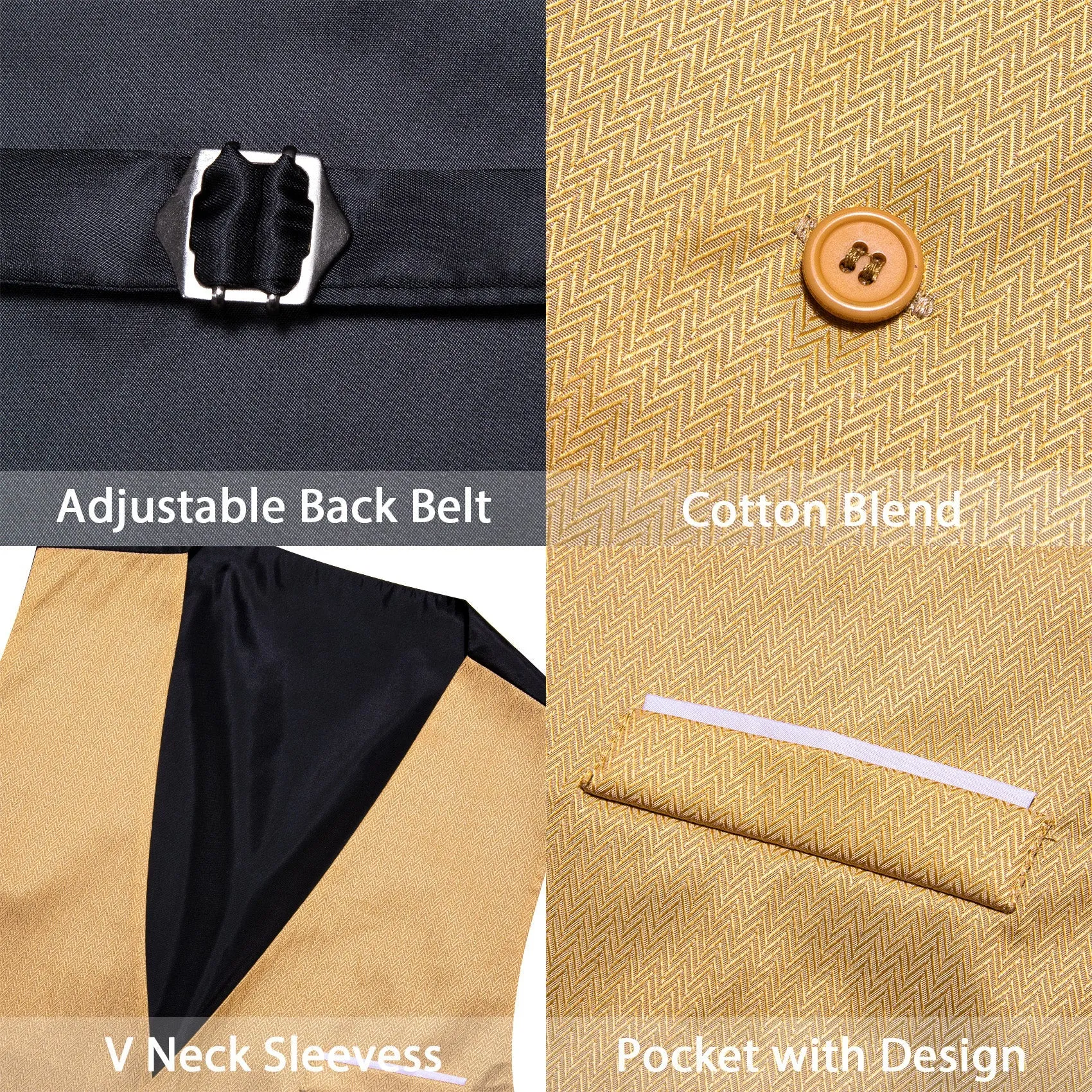 Jasmine Yellow Solid Men's V-Neck Business Vest