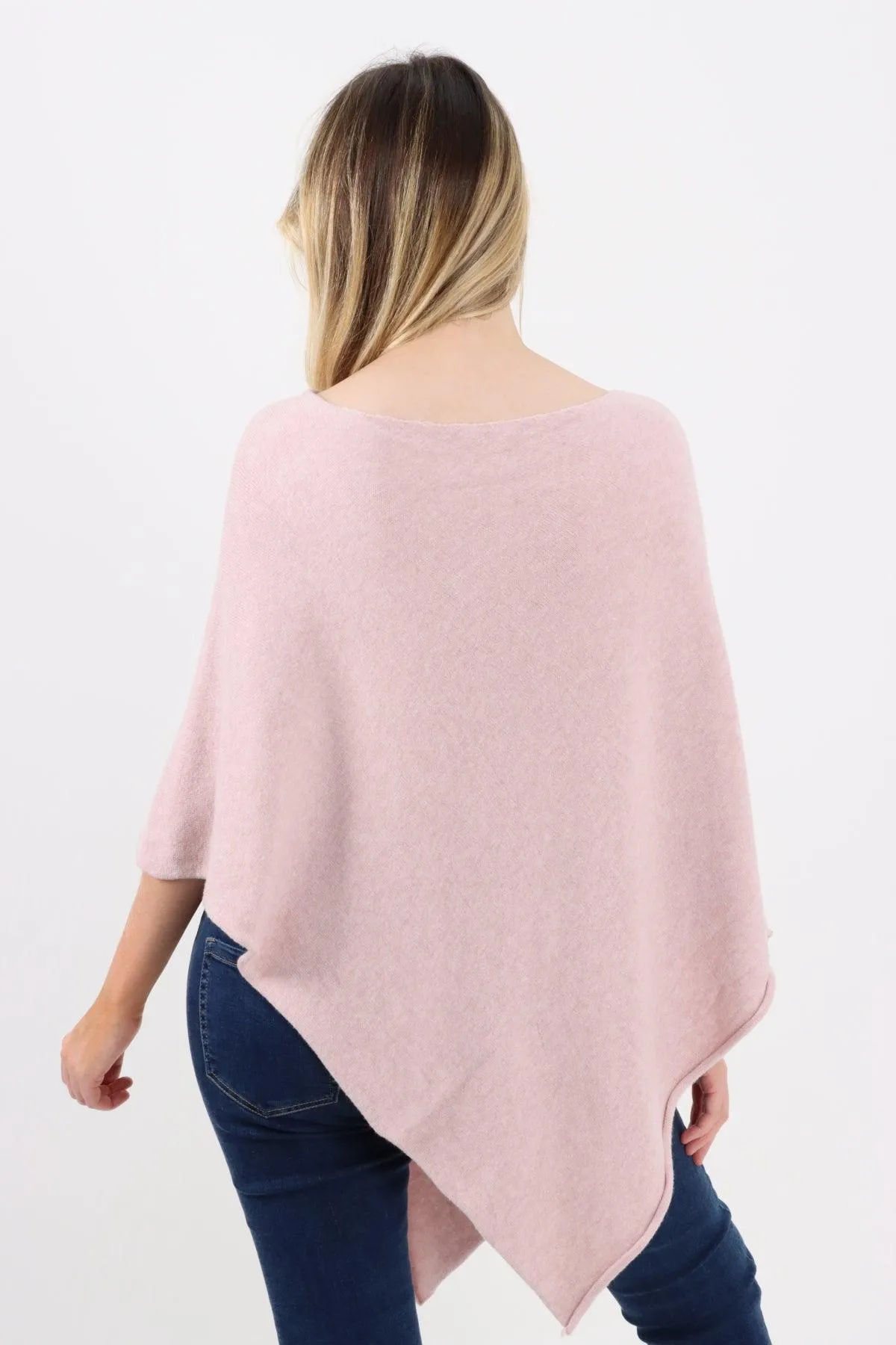 Made In Italy Star Ribbed Round Neck Poncho Top