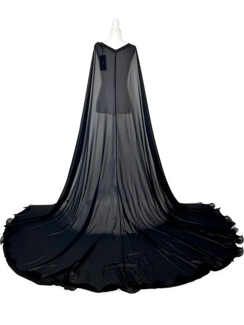 Marc Defang 2011 Long Chiffon Formal Pageant Cape 2 Panel Detachable adult womens