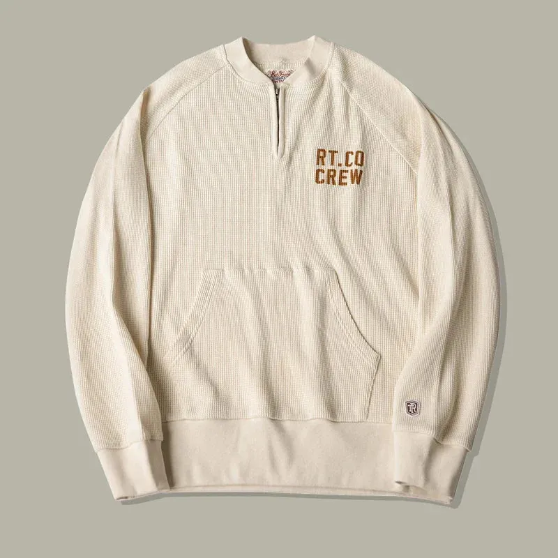 RT.Co High Density Quarter-Zip Waffle Knit Long-Sleeve Top