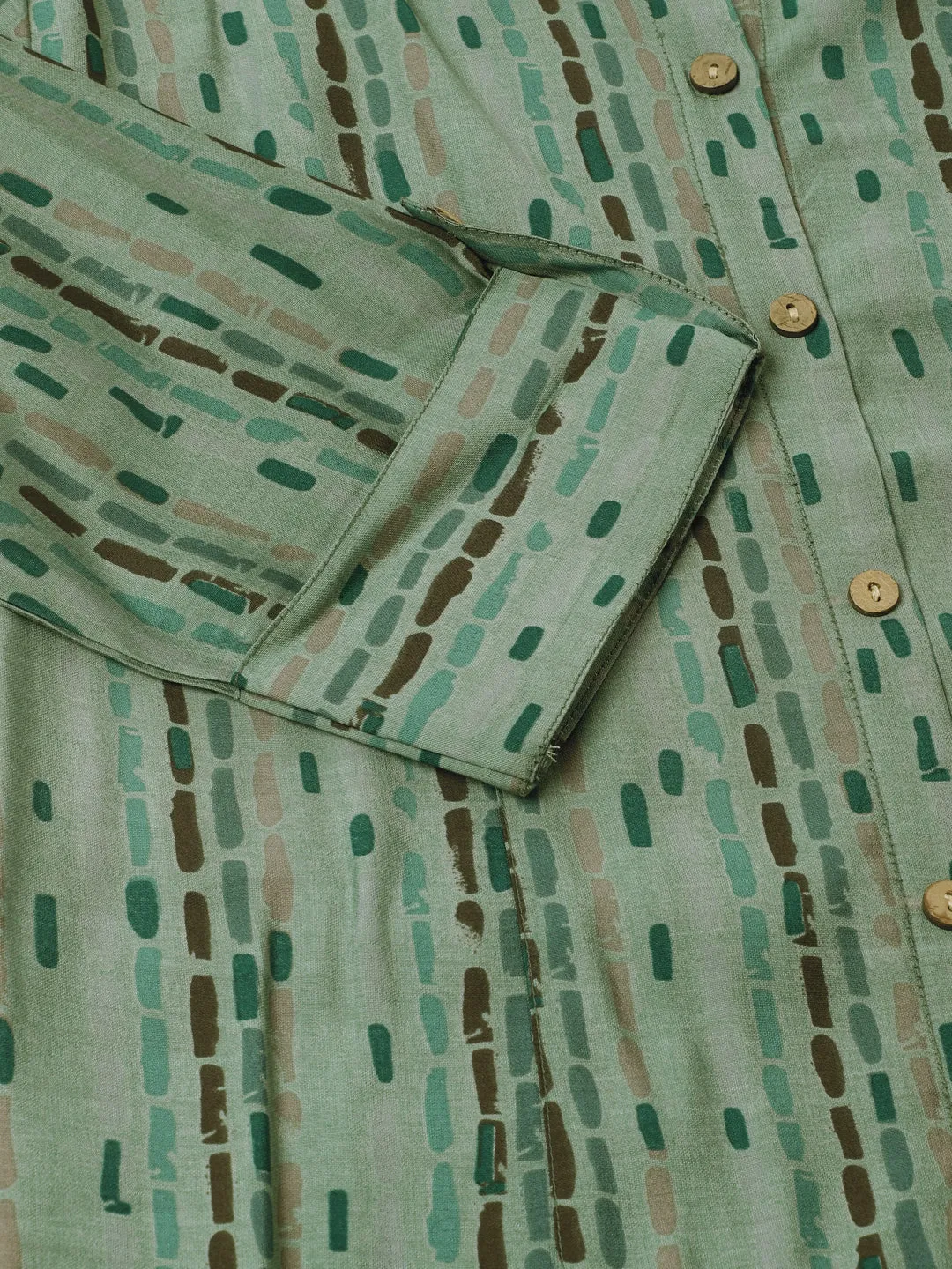 Women Green Printed Modal Chanderi Regular Fit Top