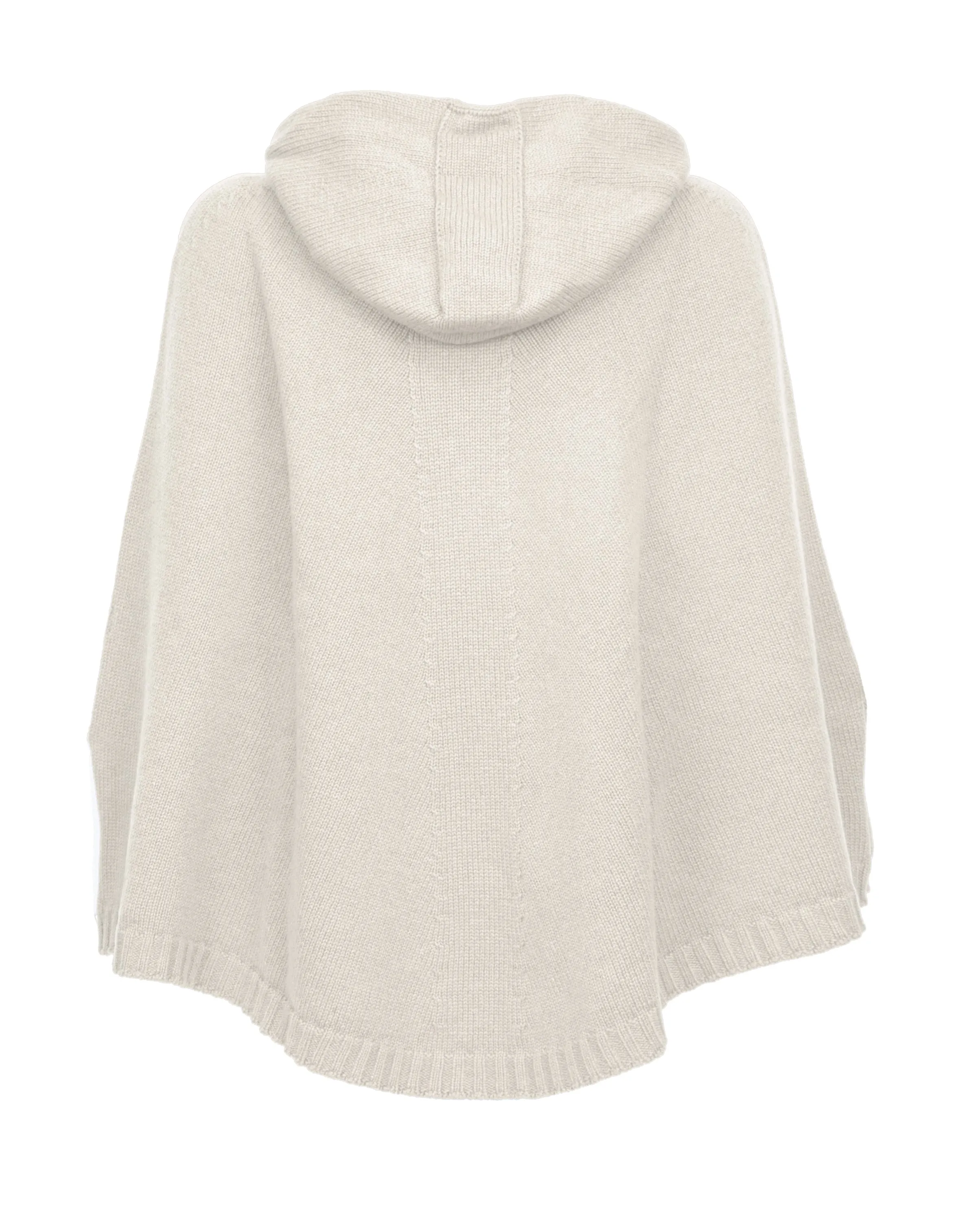 Womens's Pure Cashmere Hoodie Poncho Milk White